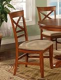 Set of 2 X Cross-Back Design Walnut Finish Dining Chairs