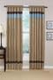 Jacaranda Collection Blue, Camel & Chocolate Micro Suede Curtains Set of 2 Striped Window Panel Treatments