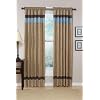 Jacaranda Collection Blue, Camel & Chocolate Micro Suede Curtains Set of 2 Striped Window Panel Treatments