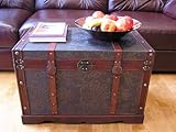 IMAGE OF Saratoga Faux Leather Chest Wooden Steamer Trunk - Large Trunk