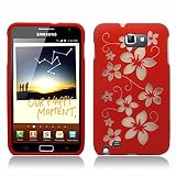 Snap on Hard Shell Case for Samsung Galaxy Note N7000 / i717 [AT&T] (Hawaiian Flowers - Red)