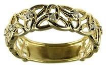 9ct Yellow Gold Ladies 5 Point Diamond Set Linked Celtic Trinity Knot Ring