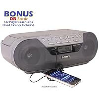 Sony Portable Digital Tuner AM/FM Radio Tape Cassette Recorder & CD Player Mega Bass Reflex Stereo Sound System with Program, Shuffle, Repeat, 20 Track RMS Programming, 30 Presets, LCD Display, Auto Scan Tuning & Audio in Jack to Connect any iPod, iPhone or MP3 Digital Audio Player *BONUS* DBsonic CD Player Lens Cleaner Included