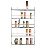 VonShef 5 Tier Spice Rack Chrome Plated (Easy Fix) For Herbs and Spices Suitable for Wall Mount or Inside Cupboard