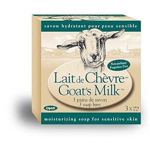 Canus Goat's Milk Fragrance Free Bar Soap, For Sensitive Skin, Five-Ounce Bars in 3-Count Boxes (Pack of 4)
