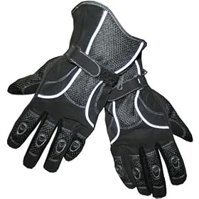 REFLECTIVE LEATHER MESH MOTORCYCLE BIKE GLOVES Black