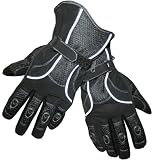 REFLECTIVE LEATHER MESH MOTORCYCLE BIKE GLOVES Black
