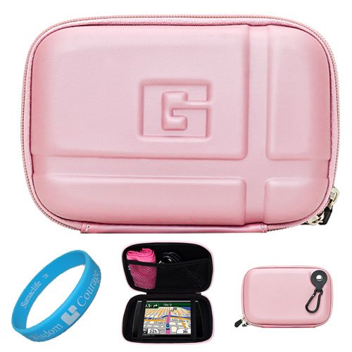 Pink EVA Durable 5.2-inch Protective GPS Carrying Case with Removable Carbineer for TomTom XXL 540TM / 550M / 540S / 550T / 550 / 540T / 540TM / 530S / 540M / 540S / 540S / 550TM / TomTom Via 1500 / 1505T / 1505M / 1535TM / 1530TM / 1535T / 1505 / 1505TM / TomTom GO Live 2535M / 2535TM / 2505TM / 2535M / 2535TM Portable 5 inch GPS Navigator + SumacLife TM Wisdom Courage Wristband