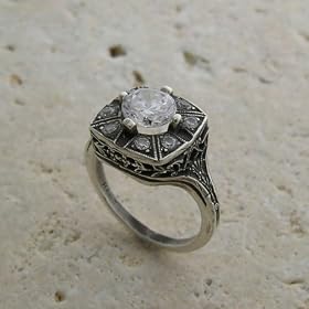 14k White Gold Art Deco Style Engagement Ring or Ring Setting