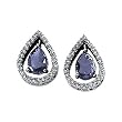14K White Gold Iolite and Diamond Earrings