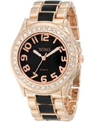 XOXO Womens XO5473 Rose Gold Tone and Black Epoxy Bracelet Watch