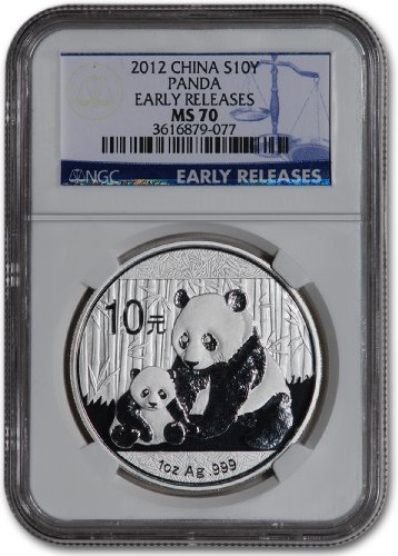 2012 China Silver Panda (1 oz) 10 Yn - NGC MS70 - Early Releases - Blue Label-image
