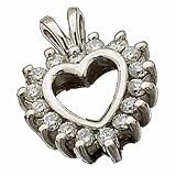 14Kt White Gold Charming Diamond Heart Pendant