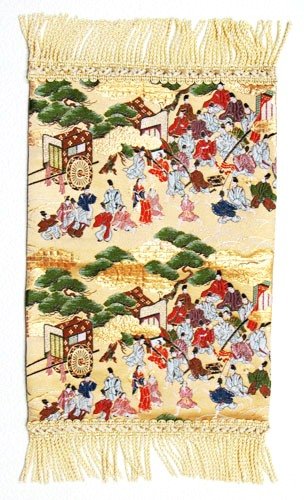 海外向け　おみやげ　テーブルセンター　葵絵巻　西陣織り　貴族と松　小