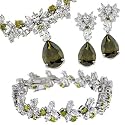 Ballroom Olive Quartz C.Z. Necklace Bracelet Earrings Set