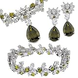 Ballroom Olive Quartz C.Z. Necklace Bracelet Earrings Set
