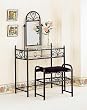 Black Heart Shape Vanity Set with Clear Glass Shelf