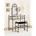 Coaster Frosted Black Wrought Iron Makeup Vanity Table Set with Mirror in Black Velour