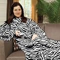 Zebra Print Soft Warm Cosy Snuggle TV Blanket Fleece Snug Sleeves Sleeved Rug