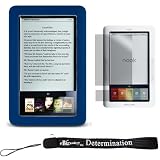 Slim High Quality Durable Silicone Skin Case Customer Made For Barnes & Noble Nook eBook Reader (Navy, Blue, Dark Blue) + Includes a 4-Inch eBigvalue Determination Hand Strap + Full set of Screen Guard Protector for your Nook