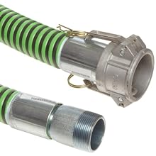 Goodyear EP Green Hornet XF Rubber Suction/Discharge Hose Assembly, Aluminum Cam And Groove Female x Steel NPT Male Couplings