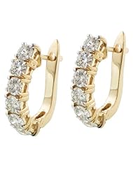 2.80 CT TW Large Diamond Hoop Earrings in 14K Yellow Gold