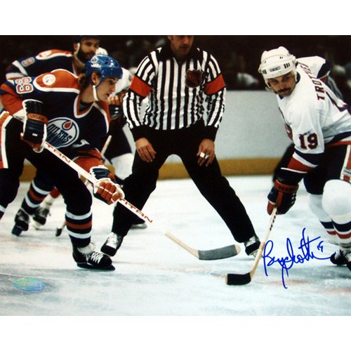 Steiner Sports NHL Bryan Trottier Islanders face off Vs Gretzky Autographed 8-by-10-Inch Photograph