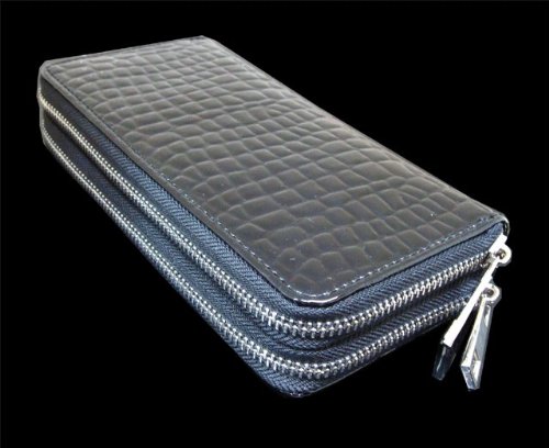 エナメルクロコ型押し長財布/ラウンドダブルファスナー/レディース/メンズ/ユニセックス/全2カラー【EC-672】