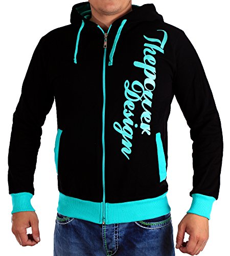 Herren Kaputzenjacken The power Design 506 (XL-Slim, Schwarz-Mint)