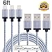 Sunnest 3Pcs 6FT Extra Long Nylon Braided 8 Pin Lightning Cable USB Charging Cord with Aluminum Connector for iPhone 6/6s/6 plus/6s plus, 5c/5s/5, iPad Air/Mini, iPod Nano/Touch(White)