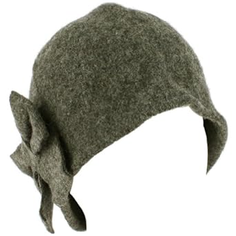 100% Wool Winter Cloche Crushable Foldable Bucket Big Bow Church Hat Cap Gray