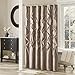 Madison Park Laurel Semi-Sheer Taupe Shower Curtain – Lightweight Faux Silk Fabric, 72x72 in, Light Filtering, Modern Style Bathroom Curtain Textured Tufting Detail Modern Mid-Century Bathroom Decor
