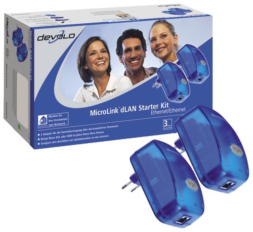 Devolo MicroLink dLAN Ethernet/Ethernet Starterkit - 2 Steckdosenadapter mit Ethernetanschluss Retail (im weißen Karton) Devolo MicroLink dLAN Ethernet/Ethernet Starterkit - 2 Steckdosenadapter mit Ethernetanschluss Retail (im weißen Karton)