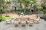New 7 Pc Luxurious Grade-A Teak Dining Set - 94 Rectangle Table, 4 Armless and 2 Arm Stacking chairs [Model:ABa]