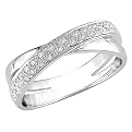 Women 10Kw 1/10Ct Tdw Criss Cross Ring I2-I3 - White