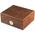 AVALON BURL CIGAR HUMIDOR with Outside Hygrometer 50ct