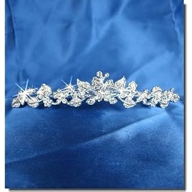 Flower Girl Tiara Comb With Crystal Flowers and Leaves C5235