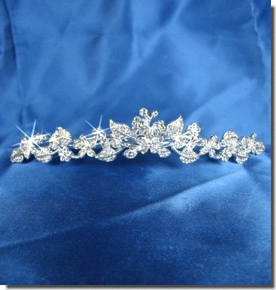 Flower Girl Tiara Comb With Crystal Flowers and Leaves C5234
