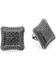0.18 Carat (ctw) Round Black Diamond Micro Pave Setting Kite Shape Stud Earrings