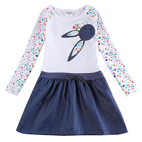 Novatx Princess Baby Long Sleeves Wave Point Winter Girls Dress H5922 White