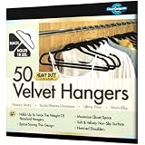 Closet Complete Ultra Thin Heavy Duty No Slip Velvet Suit Hangers, Black, Set of 50 ~ Closet Complete