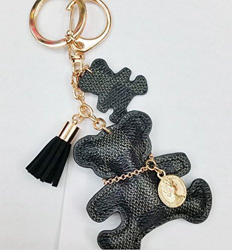 Blueseasky Fashion Leather Bear Key Chain Tassel Strap for Keys (Black)
