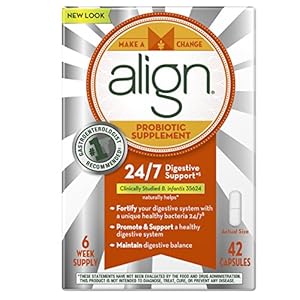 Align Probiotic Supplement, 24/7 Digestive Support with Bifantis, 42 Count Capsules
