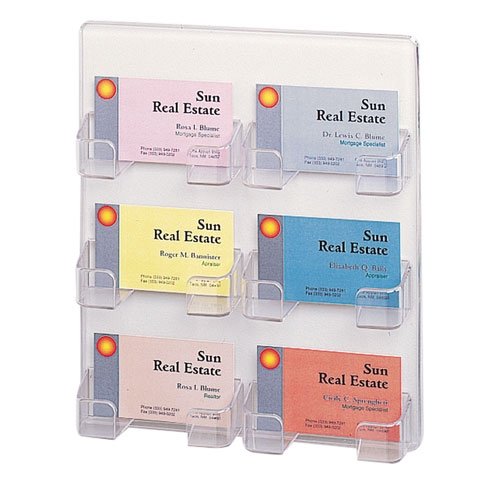 deflect-o 70601 6-Pocket clear plastic wall mount business card holder, 8-3/8w x 1-1/2d x 9-3/4h