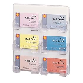deflect-o 70601 6-Pocket clear plastic wall mount business card holder, 8-3 8w x 1-1 2d x... by Deflect-O