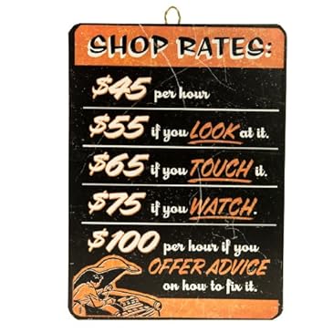 Garage Shop Rate Tin Sign