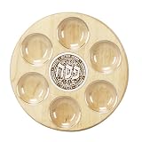 Modern Wooden Passover Seder Plate with Plastic Inserts