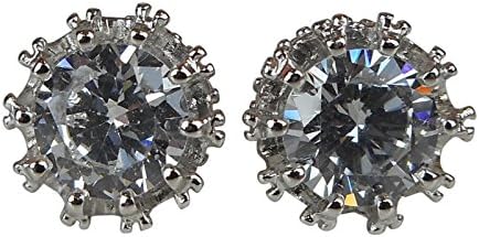 Ottilie Silvertone Cubic Zirconia Crown Stud Earrings
