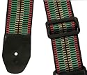 Gear 1 Music 2'' Webbed Nylon Value Strap for Electric Guitar - Green, Red and Yellow (w/ Gear 1 Music Guitar Pick)