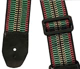 Gear 1 Music 2'' Webbed Nylon Value Strap for Electric Guitar - Green, Red and Yellow (w/ Gear 1 Music Guitar Pick)